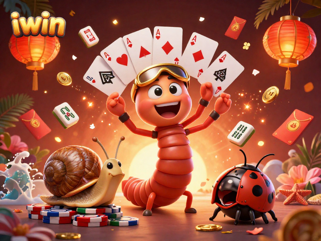 Experience iwin's lively casino spirit with 3D characters in a vibrant gaming scene.