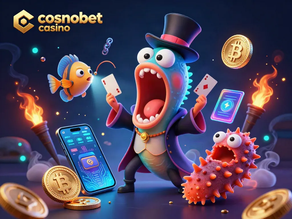 Experience the magic of cosmobet casino with a dazzling underwater card trick performance featuring animated sea creatures.