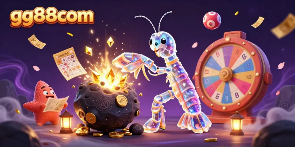 Engage with exciting wins at gg88com through colorful lottery elements and a dynamic casino theme.