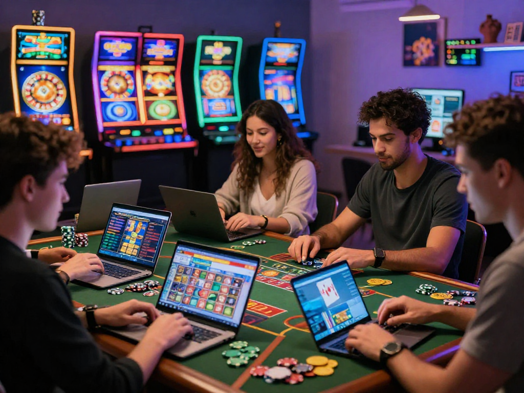 Engaged players enjoying non UK licensed casinos online from their cozy home, showcasing excitement in gaming.