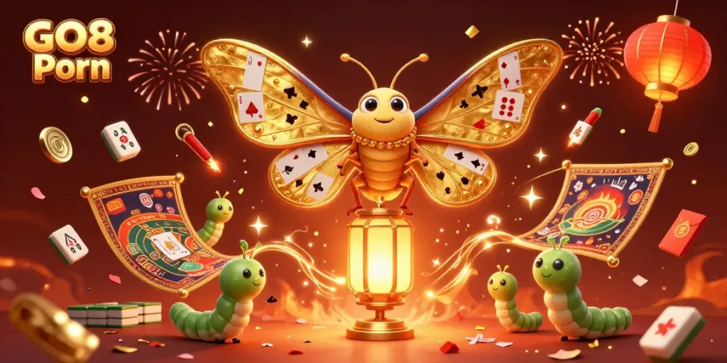 Engage in immersive gameplay at GO8 Porn with dazzling 3D visuals featuring symbolic casino elements.