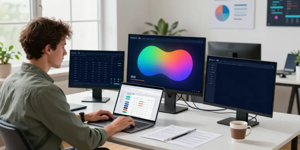 SEO expert analyzing instant indexing strategies in a modern workspace.