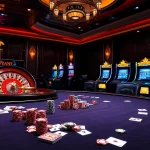 Experience the excitement of gambling at 8day.cn.com with vibrant casino visuals highlighting poker and roulette.