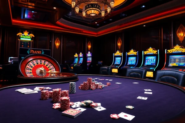 Experience the excitement of gambling at 8day.cn.com with vibrant casino visuals highlighting poker and roulette.