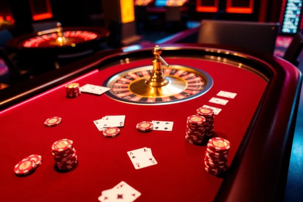 ONE 88 thrilling poker gameplay surrounded by luxurious casino elements, showcasing excitement and strategy.