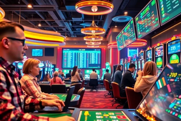 Vin777.gb.net vibrant online betting scene showcasing diverse players engaged in various games.