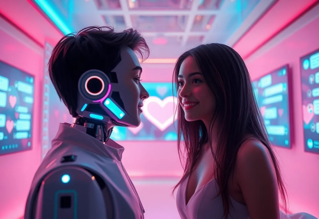 Engaging interaction with a sex chat AI in a modern virtual environment.