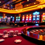 Exciting gaming scene at Go99 casino with poker chips and roulette wheel.