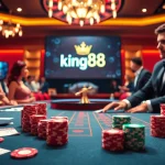 king88 gaming experience featuring a professional dealer and vibrant casino floor