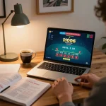 Player engaging in a live dealer blackjack game on Net88, showcasing strategic gameplay and a cozy setup.