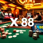 Players winning at xx88 casino table games, surrounded by vibrant lights and excitement.
