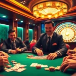 Players at a vibrant poker table engaging in a thrilling game at cm88 casino.