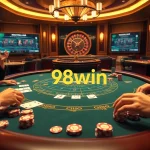 Players enjoying a thrilling blackjack game at 98win's luxurious casino.