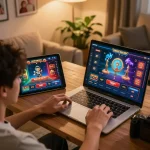 Engaging in online gaming with Liên minh ATQ in a cozy atmosphere.