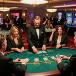 Players engaging in thrilling blackjack action at the hit club, showcasing excitement and camaraderie
