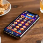 Player engages with TR88 slots on mobile, capturing excitement of online gaming.