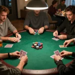 Iwin players enjoying a thrilling poker night with focused gameplay and engaged social interaction.