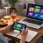 Engaging in mobile gaming with qq88pro in a cozy living room, focusing on strategic betting options.