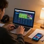 Engaging online betting on new88 while reviewing betting strategies at home.