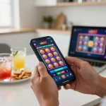 Engaging with vb88 mobile casino app on a smartphone for strategic gaming.