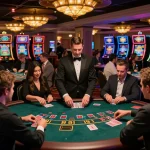 BJ88 players engaged at blackjack tables, showcasing the excitement of casino gaming.