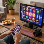Player enjoying a thrilling slot game on mobile in a cozy space at 88clbgo