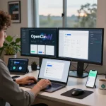 OpenClaw's clawbot AI assistant displayed on a modern office setup, showcasing productivity tools and integrations.