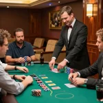 Experience the thrill of dewacasino live casino with players engaged at a blackjack table.