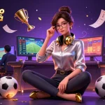 Explore tỷ lệ kèo bóng đá alongside a stylish gamer immersed in a dynamic sports betting scene.