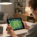 Player engaging in real-time sports betting on nhandinhkeo platform during an exciting match.