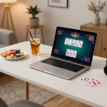 Player enjoying an exciting poker session at home on 23win platform, showcasing engaged gameplay.