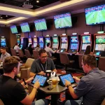 Experience thrilling sports betting action with Nhà cái 8LIVE in a vibrant casino setup.