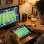 Experience the thrill of betting on com at home, with users engaged in placing wagers on their favorite sports.