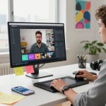 Creative professional using seedance ai for dynamic video production in a bright modern workspace.