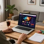 Engaging online gaming session on the lu88 platform with strategy notes and vibrant decor