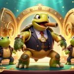 RR88 players winning big amid gold treasures and vibrant casino lights in a lively 3D scene.