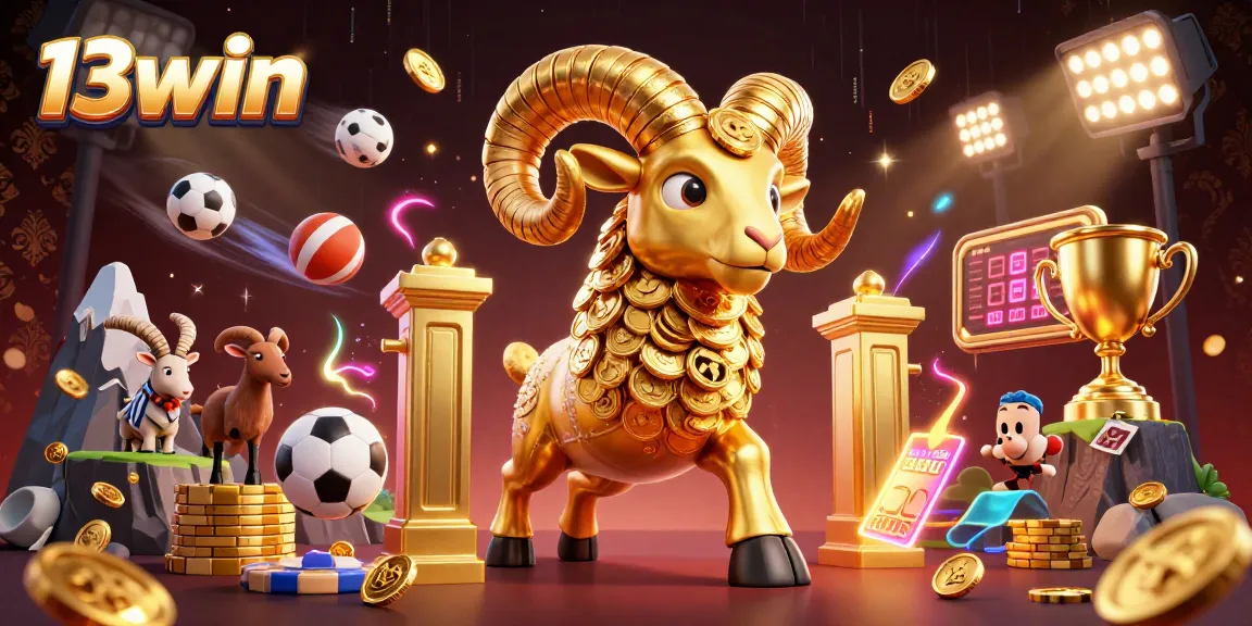 Bet big with 13win while enjoying thrilling casino scenes and golden ram motifs.