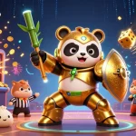 Experience the vibrant action of 8xbet8 with a golden panda and rich casino elements in 3D.