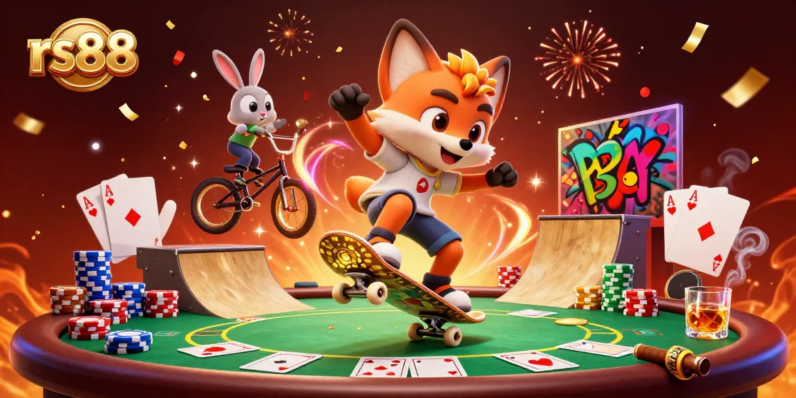 Experience thrilling gaming action at rs88 with vibrant casino elements and dynamic characters.