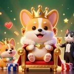 Experience thrilling gaming at mm88 with a royal corgi and vibrant casino elements.