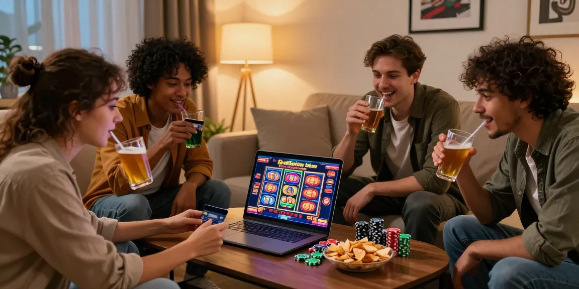 Friends sharing credit card casino reviews while gaming online in a cozy living room.