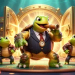 Engage with thrilling action as 66b shows a snapping turtle and bullfrogs playing cards in a vibrant casino.