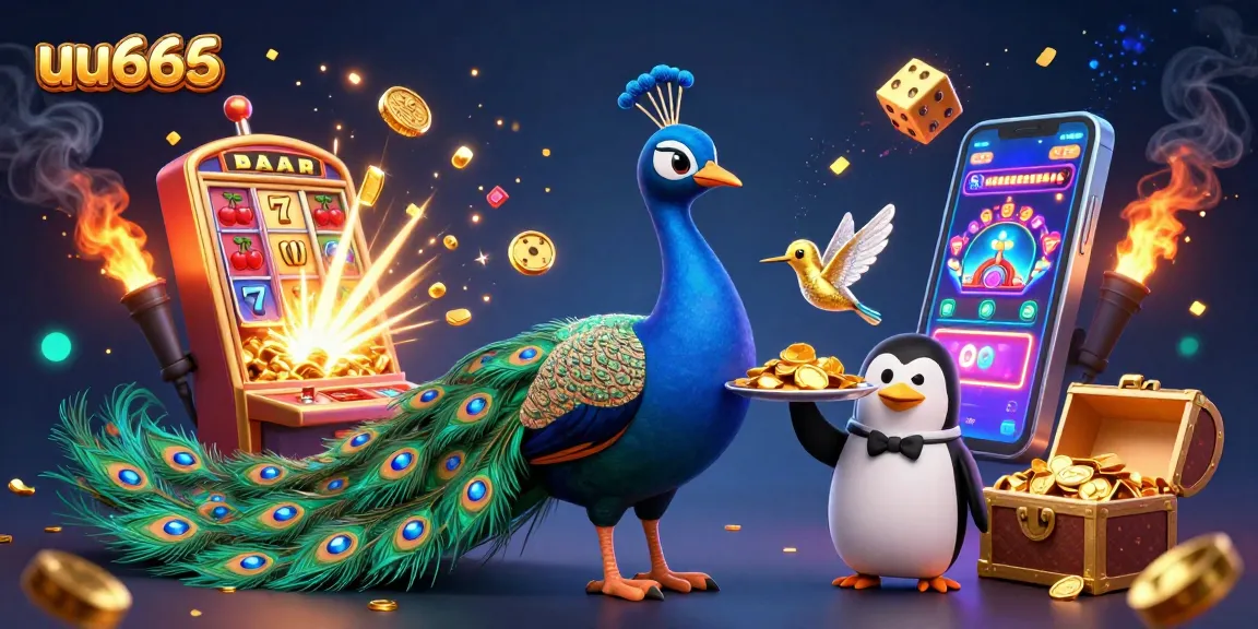 Spin the reels with uu666 in this vibrant casino illustration showcasing jackpot excitement.