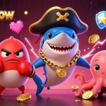 Engage with the vibrant mm88wow casino scene, featuring adorable pirate shark, pufferfish, and octopus amidst gaming excitement.