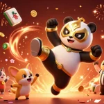 Engage in exciting gg88 cockfighting action with a vibrant and dynamic celebration scene featuring mascot panda and chihuahua.